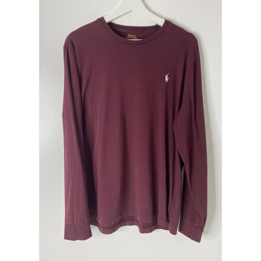 POLO RALPH LAUREN Custom Slim Fit LONG SLEEVE T SHIRT Mens L Maroon